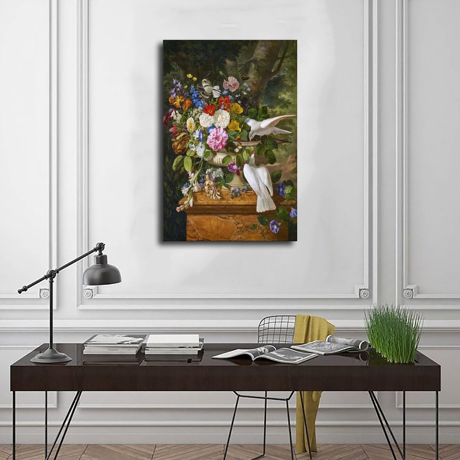 Amazon.com: François Lepage,Flowers in A Vase with Two Doves,art